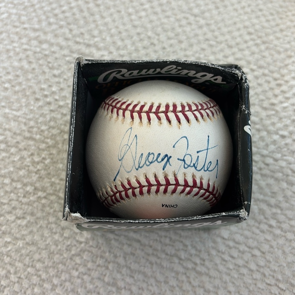 George Foster genuine autograph on Rawlings official league baseball with box ⚾️
